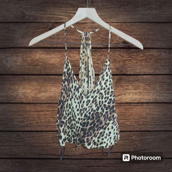 Forever 21 Leopard Print Cropped Strappy Tank Size M - Picture 1 of 8